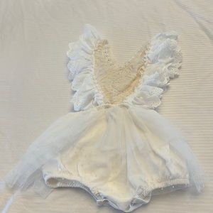 9-12 month girl lace white and cream romper brand new
